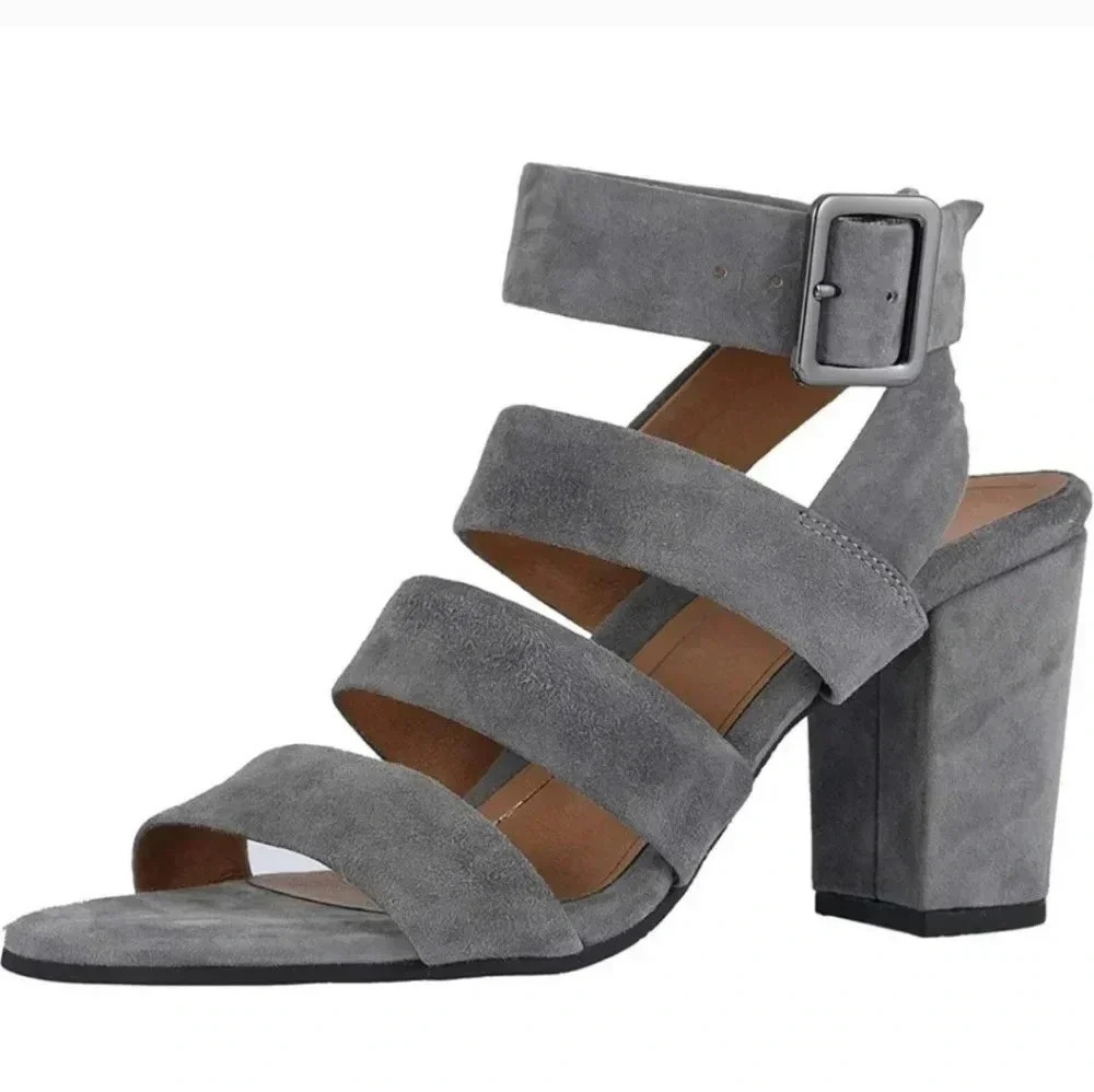 Vionic Perk Blaire Ankle Strap Leather Block Heel Arch Support Comfy Sandals(11)